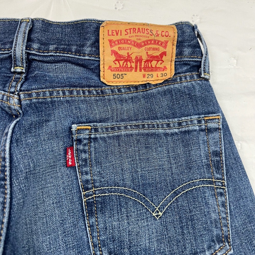Levis 505 Regular Fit Straight Leg Blue Denim Jeans Mens W29 L30 00505-1331